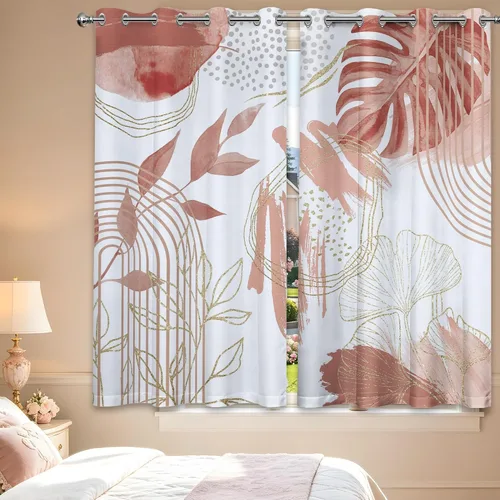 Miniatura 16 de Cortinas opacas negras y doradas, cortinas modernas de mediados de siglo para dormitorio, sala de estar, 63 pulgadas de largo, juego de 2 paneles