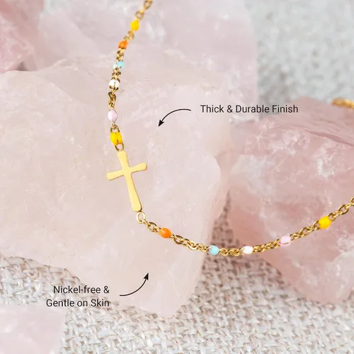 Miniatura 3 de STORYJEWELLERY Regalos religiosos y cristianos para mujeres, brazaletes con cruz, para bautismo, confirmación y Pascua, regalos para dar aliento a
