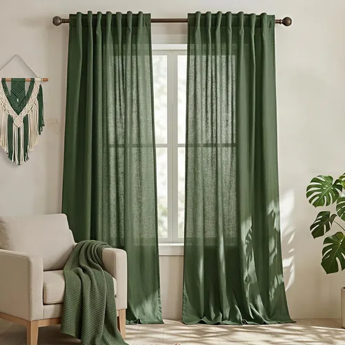 Miniatura 78 de Cortinas de lino azul claro de 90 pulgadas de largo para sala de estar, dormitorio de niñas, guardería, decoración acogedora de verano, bolsillo