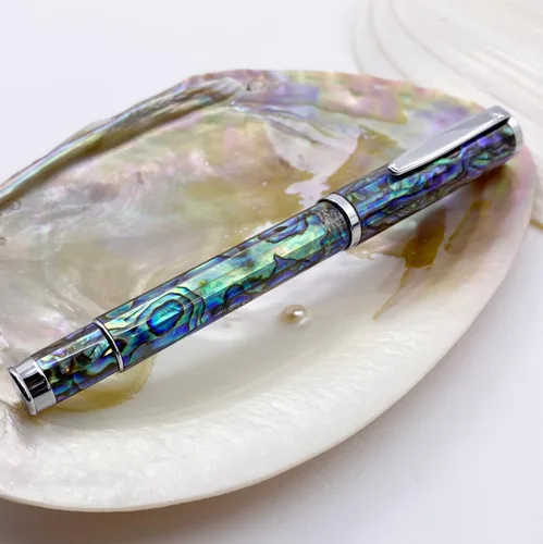 Miniatura 2 de LACHIEVA LUX Exquisito bolígrafo de punta redonda de concha de abulón con repuesto alemán 888F, regalo de escritura de lujo para ejecutivos, hombres