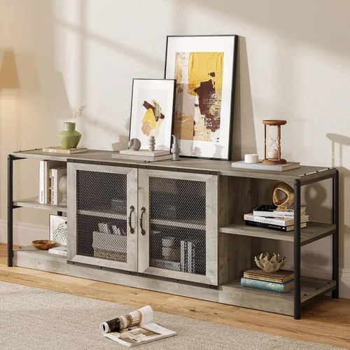 Miniatura 11 de IDEALHOUSE - Soporte para TV de estilo granja para televisores de 65/75 pulgadas, centro de entretenimiento con gabinete de almacenamiento, consola