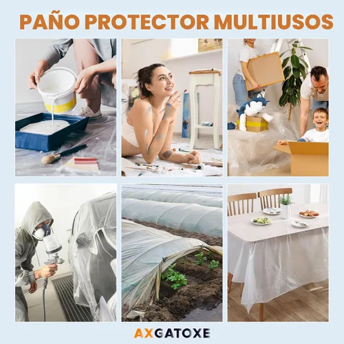Miniatura 7 de Paños de plástico de 12 x 9 pies (paquete de 6) – Láminas y lonas desechables para pintar, muebles impermeables, sofá/protección del suelo