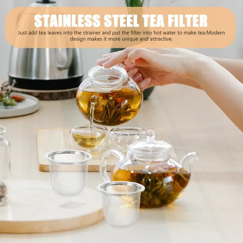 Miniatura 3 de Luxshiny Filtro de té de acero inoxidable de 2.28 pulgadas, infusores de malla para preparar té de hojas sueltas, hogar, cocina, oficina, juego de 8