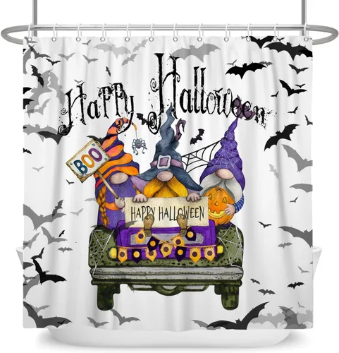 Miniatura 8 de Cortina de ducha de Halloween, calabazas aterradoras, cortinas de ducha para baño, noche de luna espeluznante, cortina de baño, casa cazada