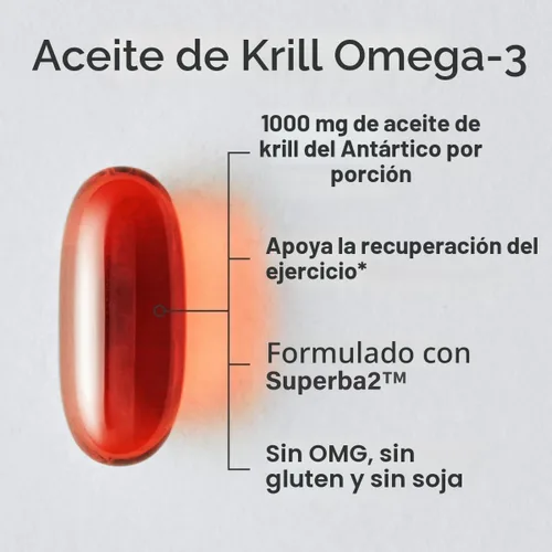 Miniatura 2 de Aceite de krill antártico (doble fuerza) 0.035 oz con astazantina. 60 cápsulas blandas. Suministro para 2 meses