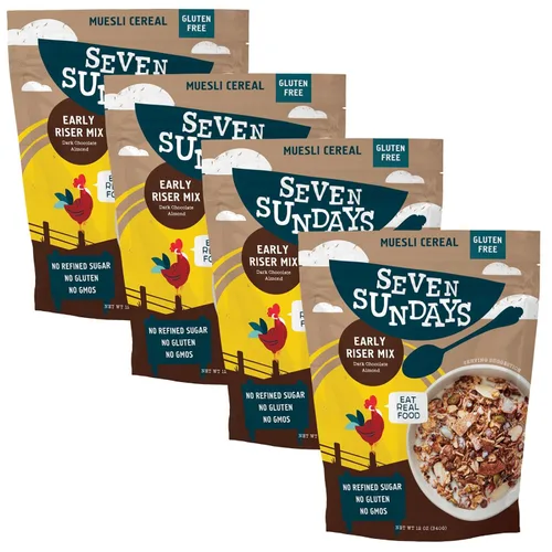 Miniatura 12 de Seven Sundays Muesli Orgánico de Cereales, Almendra Fecha Grosella del Mercado de Granjeros, Bolsa de 32 Oz (Paquete de 4), Sin Gluten, 0g de Azúcar