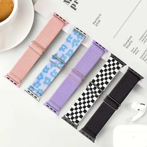 Miniatura 4 de 5 Pack de bandas elásticas de nylon compatibles con Apple Watch de 40 mm, 41 mm, 42 mm, 44 mm, 45 mm, 46 mm, 49 mm, 38 mm para mujeres y hombres