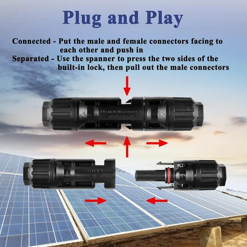 Miniatura 4 de MUYI Kit de conectores de panel solar de 22 piezas, 10 pares de conectores, 2 llaves para montaje e instalación de paneles solares (10AWG)