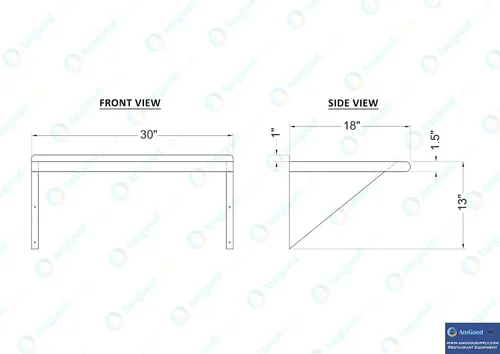 Miniatura 5 de AmGood Estante de pared de acero inoxidable de 30 pulgadas de largo x 18 pulgadas de profundidad Certificado NSF Estantería de metal