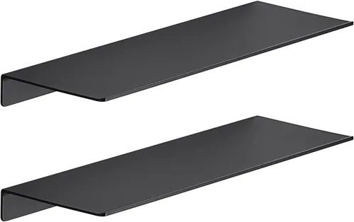 Miniatura 16 de JOOM Estante de pared de metal, flotante, 12" negro, pequeño, estantes de exhibición para almacenamiento (negro, 12 pulgadas)