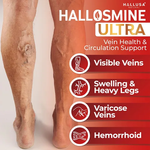 Miniatura 2 de Hallosmine Ultra - Soporte para la circulación y las venas, Diosmin Hesperdin 650 mg + crema para piernas gratis, pies hinchados, tobillos