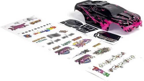 Miniatura 2 de Cuerpo personalizado, color rosa intenso sobre negro, compatible con e-Revo Mini escala 1/16 RC coche o camión (camión no incluido) ERMN-HP-01