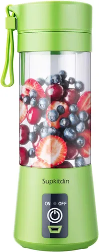 Licuadora portátil, mezcladora personal de frutas recargable con USB, mini licuadora para batidos, jugo de frutas, batidos de leche, 12.8 fl oz,