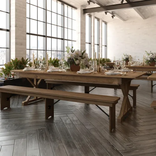 Miniatura 4 de Flash Furniture Hercules - Mesa de comedor plegable con patas en X, mesa rectangular de pino macizo de grado comercial para 10, 9 x 40 pulgadas