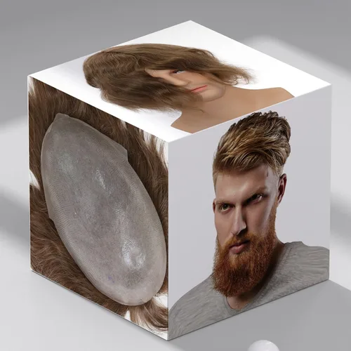 Miniatura 25 de toupee tupé para hombres 0.002 in ultra suave y transparente piel fina con bucle en V línea capilar natural para hombre, extensiones de cabello 1B