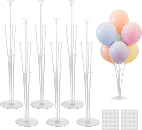 Miniatura 11 de JOYYPOP Juego de 10 soportes para globos, palos de globo con base, suministros para fiestas, cumpleaños, graduación, fiesta, decoración de boda