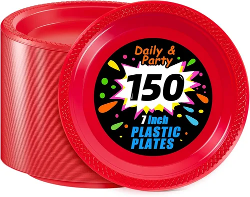 Miniatura 31 de WELLIFE Platos de postre negros de 7 pulgadas, 150 unidades, platos de postre de plástico desechables para fiestas, pasteles, aperitivos, ensaladas