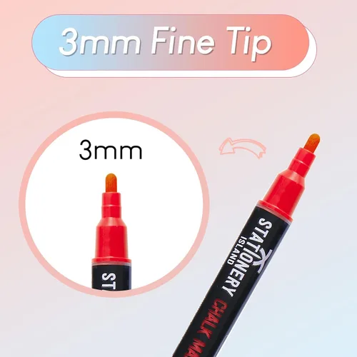 Miniatura 2 de STATIONERY ISLAND Bolígrafos de tiza para pizarra, marcadores de tiza líquida para pizarra y vidrio, bolígrafos de tiza limpiables para dibujo