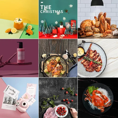 Miniatura 2 de Tablero grande de fondo de fotos de 24 x 24 pulgadas: 9 piezas de 18 patrones de fondos de fotografía de productos para joyería de alimentos, kit