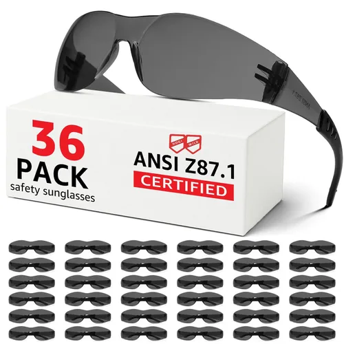 Miniatura 18 de Gafas de seguridad Z87 para hombres y mujeres, paquete de 12 gafas de seguridad con lente resistente a los arañazos y a los impactos, gafas