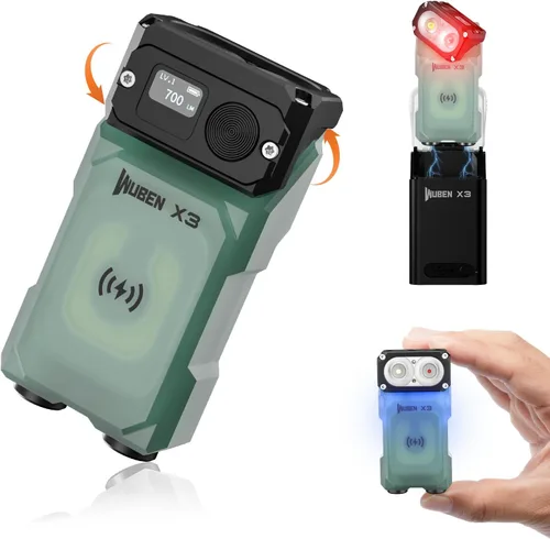 Miniatura 14 de WUBEN X3 Mini Linterna con Caja de Carga Recargable 180 Grados Llavero EDC Linterna Giratoria Ip65 Impermeable Imán Linternas de Bolsillo 10 Modos