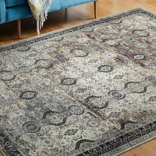 Miniatura 108 de CAMILSON Alfombras modernas de lujo para sala de estar, alfombra abstracta vintage de 4 x 6, suave, pelo medio, resistente a las manchas, fácil