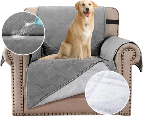 Miniatura 24 de H.VERSAILTEX Funda de sofá 100% impermeable, lavable, antideslizante, para 3 cojines, protector de muebles para mascotas, fundas de sofá