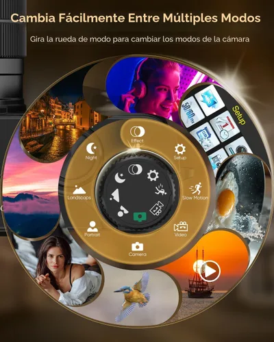 Miniatura 7 de Cámara digital 4K para fotografía con WiFi, enfoque automático de 64 MP de 3 pulgadas, pantalla abatible de 180°, cámara de vlogging con zoom 16X