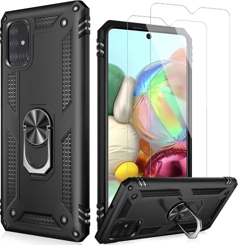 Miniatura 16 de LUMARKE Funda para Galaxy A51 4G con protector de pantalla, supera los 16 pies, probada en caídas, de grado militar, con soporte de anillo Rojo
