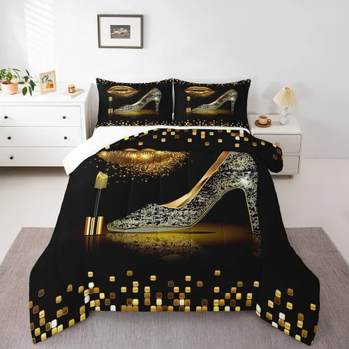 Miniatura 9 de Manfei Juego de edredón de labios arcoíris, tamaño individual, colorido juego de ropa de cama sexy de 2 piezas para niños, niñas, adolescentes