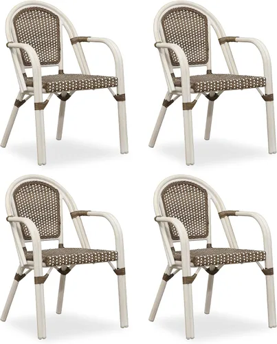 Miniatura 29 de PURPLE LEAF Juego de 2 sillas francesas de mimbre de aluminio, mimbre tejido a mano, sillas de comedor al aire libre para patio, cocina, jardín