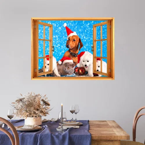 Miniatura 26 de wall26 Adhesivo de Pared Papá Noel Llevando Regalos Ventana Abierta Mural, No Se Despega y No Se Pega, Papel Tapiz No Tejido Decorativo