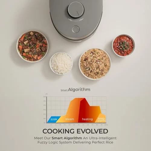 Miniatura 5 de CUCKOO Olla arrocera a presión doble de 6 tazas sin cocer / 12 tazas cocidas con olla interior antiadherente, versátil arrocera y calentador con 16