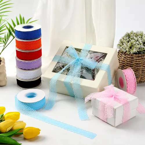 Miniatura 6 de 25 yardas de cinta de encaje negro con ribete de flores para envolver regalos, 1.2 pulgadas de ancho, ribetes de tela y adornos para costura