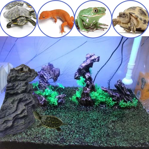 Miniatura 6 de PINVNBY Plataforma de descanso para tortugas, muelle de tortuga, resina, descanso, roca, reptil, hábitat, escalada, adorno flotante para decoración