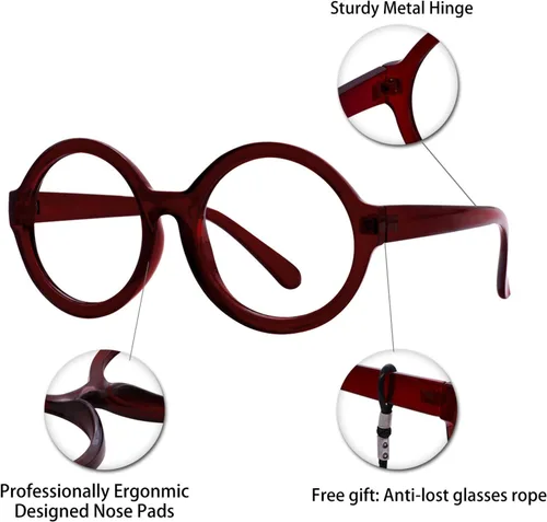 Miniatura 5 de OCCI CHAIRI - Lentes de lectura redondos grandes para mujeres lectoras 0 1.0 1.25 1.5 1.75 2.0 2.25 2.5 2.75 3.0 3.5 (morado, 1.0)