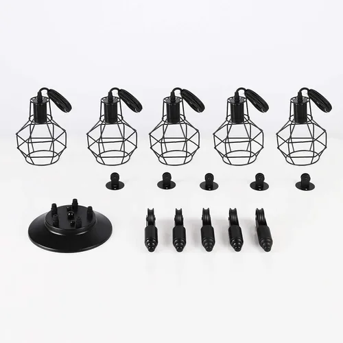 Miniatura 2 de Iluminación colgante industrial de 5 cabezales, lámpara de techo ajustable de estilo vintage de araña semiempotrada, candelabro rústico Edison