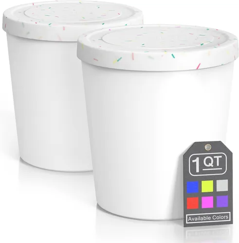 Miniatura 11 de BALCI - Recipientes de helado de alta calidad (paquete de 6 - 1 cuarto de galón, 16 oz y 8 oz), perfecto para congelador, cubetas de almacenamiento
