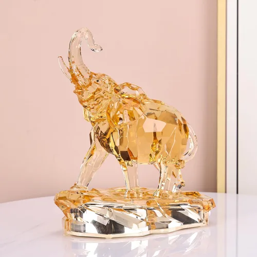 Miniatura 5 de Figuras acrílicas transparentes de elefante con acabado de cristal, estatuas africanas de alta gama para decoración del hogar, elefante con tronco
