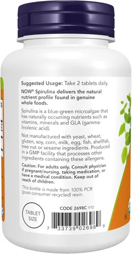 Miniatura 3 de Tabletas de espirulina orgánica de Now Foods, 1, 1