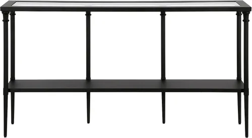 Miniatura 3 de Nellie - Mesa consola rectangular de 55 pulgadas de ancho con estante de metal en bronce ennegrecido