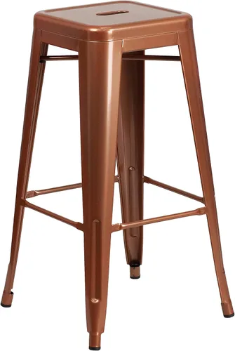 Miniatura 45 de Flash Furniture Lily - Juego de 4 taburetes de bar de metal rojo sin respaldo de 30 pulgadas de alto grado comercial para interiores y exteriores