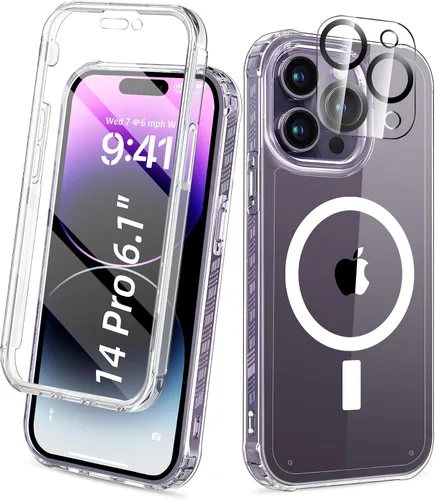 Miniatura 24 de Funda para iPhone 15 de cuerpo completo, protector de pantalla integrado, con protector de lente de cámara, [antiamarilleamiento], funda protectora