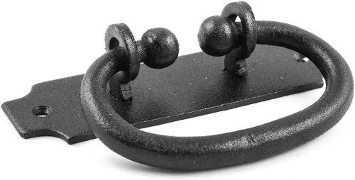 Miniatura 7 de Renovators Supply Manufacturing Tiradores de gabinete de 5.25 pulgadas de hierro forjado negro con anillo para cajones y herrajes de montaje
