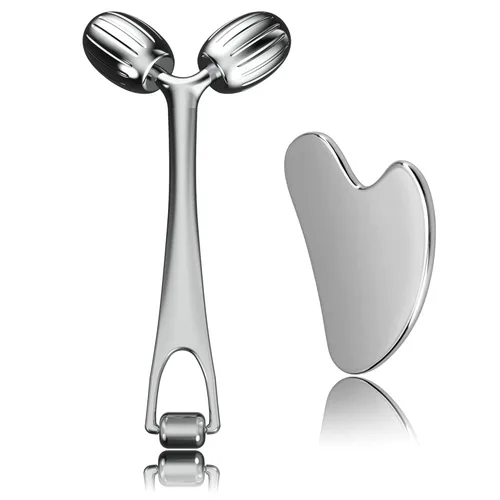 Yeamon Gua Sha - Juego de herramientas faciales y rodillos faciales, herramienta de masaje facial para rutina de cuidado de la piel de las mujeres,