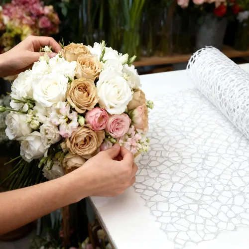 Miniatura 3 de KEPYDRMTF Papel Coreano para Flores de 42cm*5Yardas, Papel de Regalo Coreano Negro, Papel de Regalo Floral de Malla de Perla (Negro)