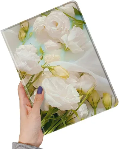 Miniatura 22 de kaitesi Funda floral compatible con iPad 6ª 5ª generación 9.7 pulgadas iPad Air/Air 2, diseño de flores, bonita funda inteligente de piel delgada