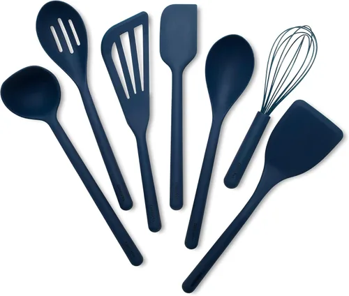 Miniatura 11 de GreenPan Juego de utensilios de cocina de silicona de 5 piezas, cuchara ranurada y sólida, volteador, espátula, batidor, herramientas de cocina Azul