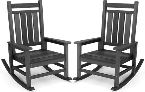 Miniatura 35 de SEWALL Mecedora de polietileno de alta densidad para adultos, mecedora de gran tamaño para exteriores, para patio, porche, Aruba