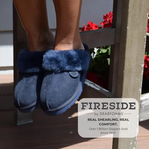 Miniatura 15 de Dearfoams Fireside Sydney Pantuflas anchas de piel de oveja para mujer, para interiores y exteriores